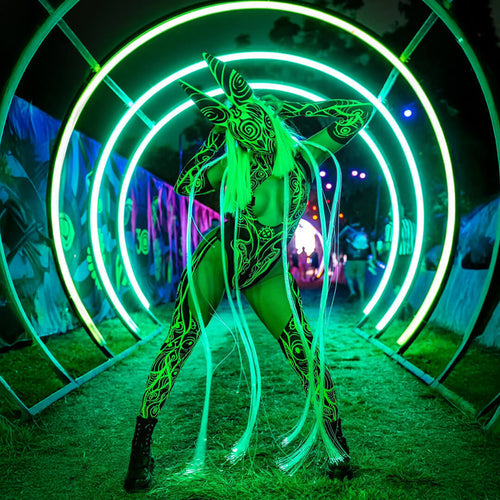 EDC Outfit Ideas with uv-reactive neon