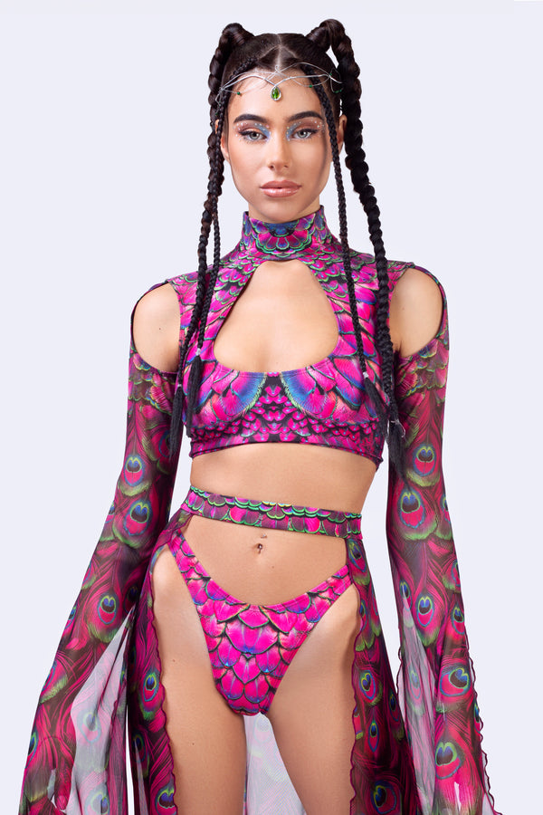 Mystic Peacock Magenta Maxi Sleeve Top