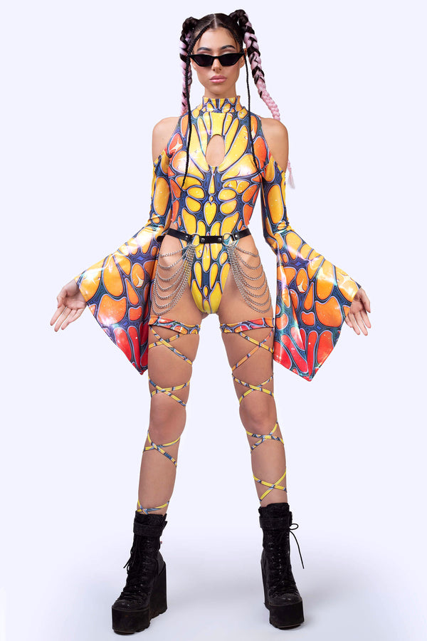 Flight Risk Peachy Flared Sleeve Bodysuit