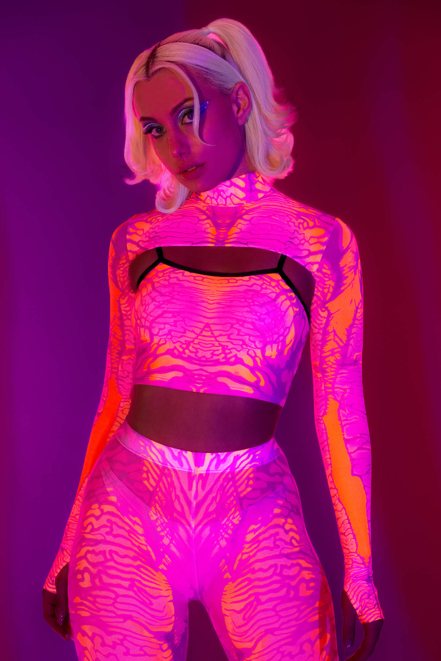 Fashion Neon Clothes Uk Casual Formal Rave Attire NEON PINK GLITTER THREE PIECE FESTIVAL OUTFIT, RAVE Fashion Neon Clothes Uk Casual Formal Rave Attire NEON PINK GLITTER THREE PIECE FESTIVAL OUTFIT, RAVE