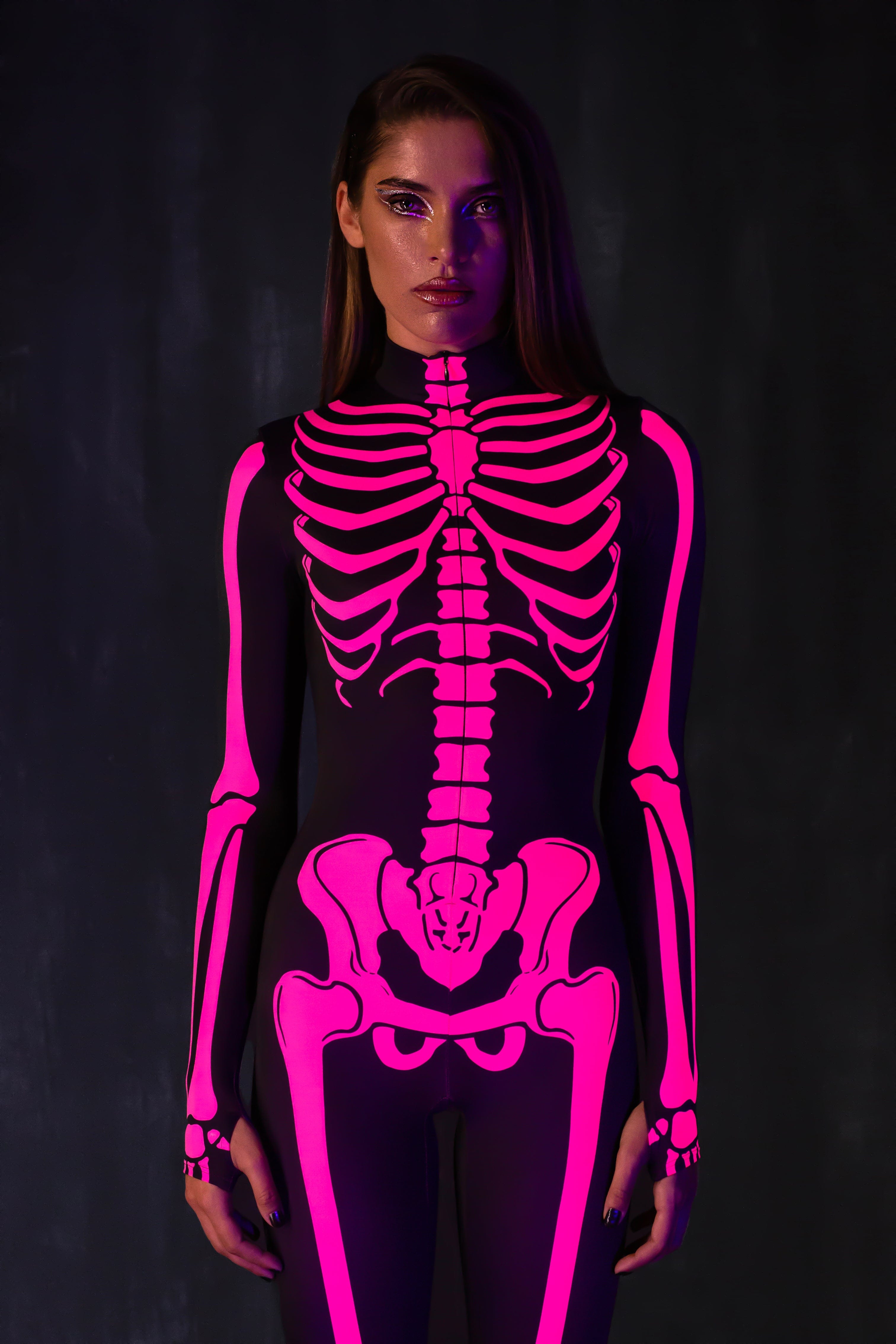 Raspberry Neon Skeleton Costume - 3XL Raspberry Neon Skeleton Costume - 3XL