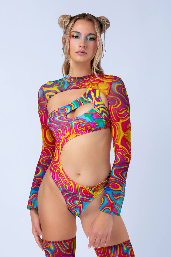 Lovestoned asymmetrischer Bodysuit & Shrug-Set
