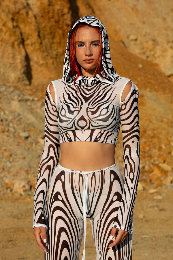 Arthropod Kapuzen-Mesh-Top