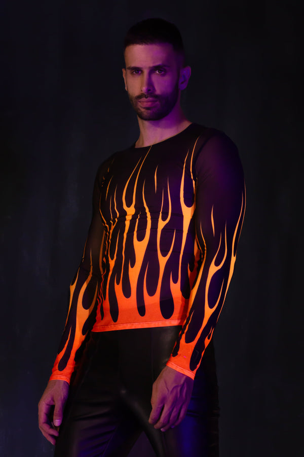 Firestarter Rotes Männliches Mesh-Oberteil