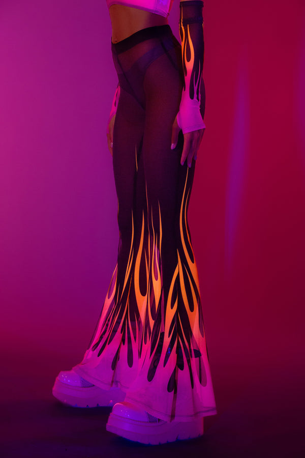 Firestarter Magenta Glockenhose aus Mesh