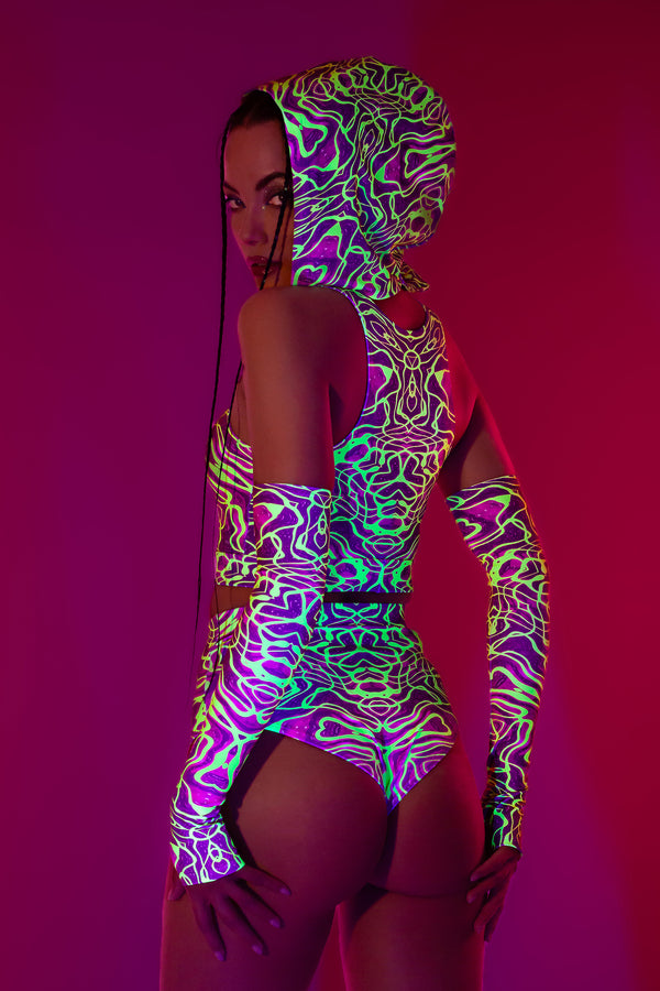 Neon Wavejumper Langgürtel Kapuzenoberteil