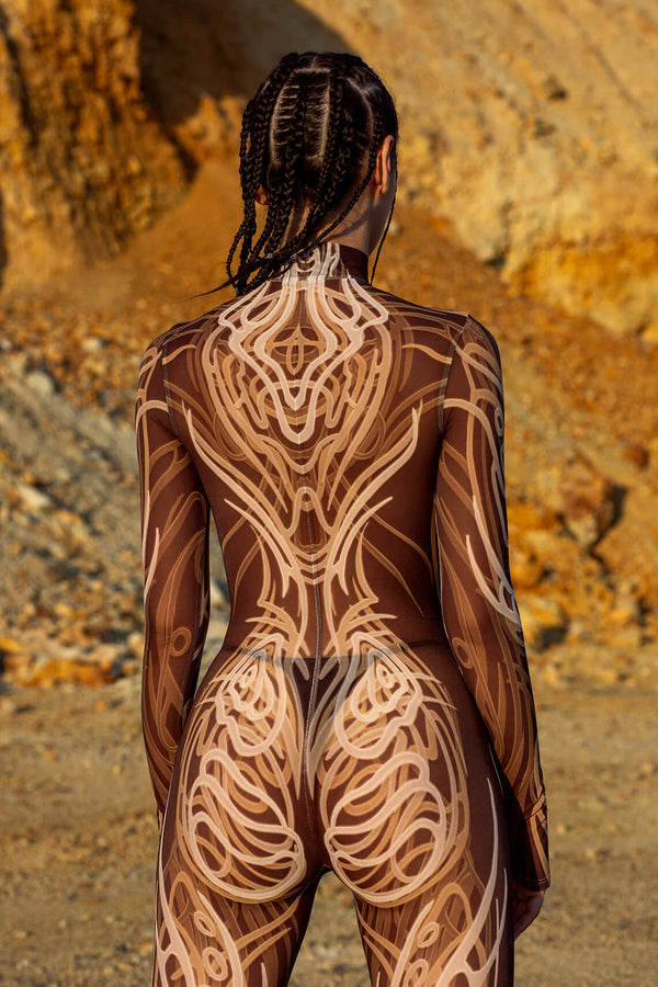 Holzschalen-Mesh-Kostüm