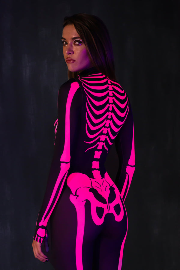 Raspberry Neon Skelettkostüm