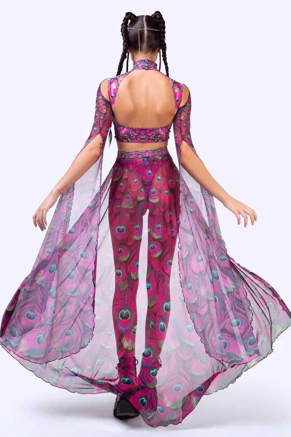 Mystic Peacock Magenta Maxi Sleeve Set