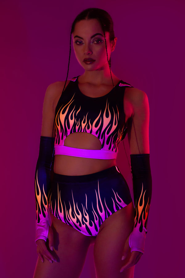 Firestarter Magenta Langer Gürtel Kapuzenpullover