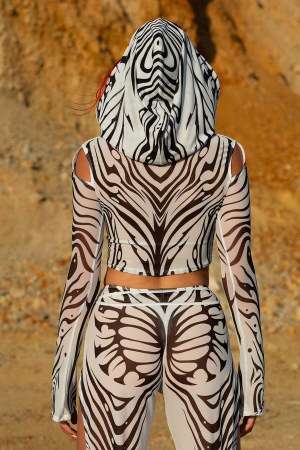 Arthropod Kapuzen-Mesh-Top