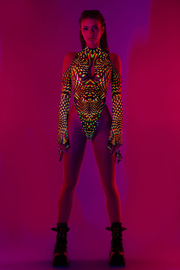 Neon Pulsar Flared Sleeve Bodysuit