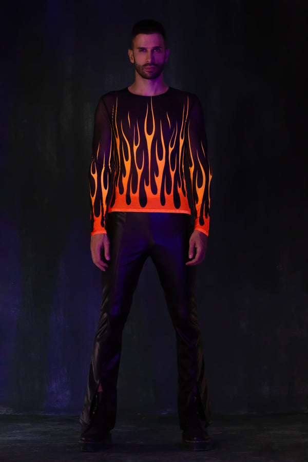 Firestarter Rotes Männliches Mesh-Oberteil