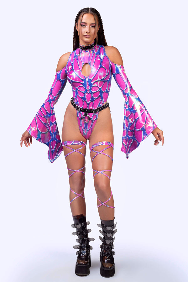 Flight Risk Rosy Flared Sleeve Bodysuit
