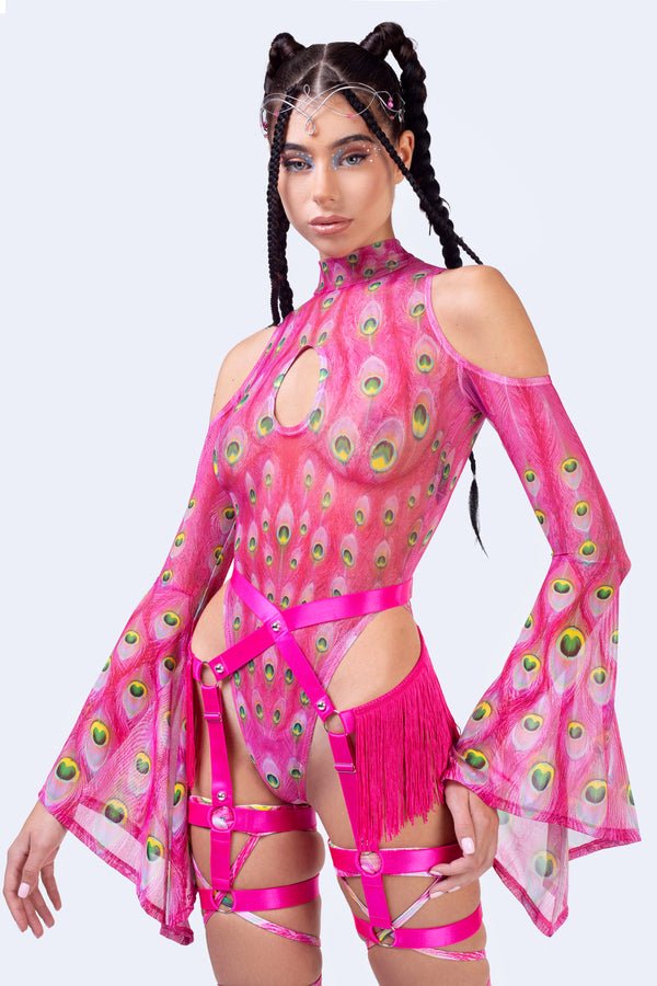 Flock Off Pink Flared Sleeve Bodysuit