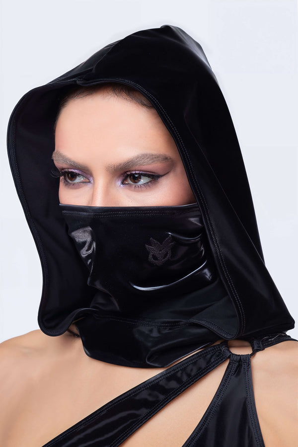 Starved For Glamour Stickerei Rave Kapuzenpullover mit Maske
