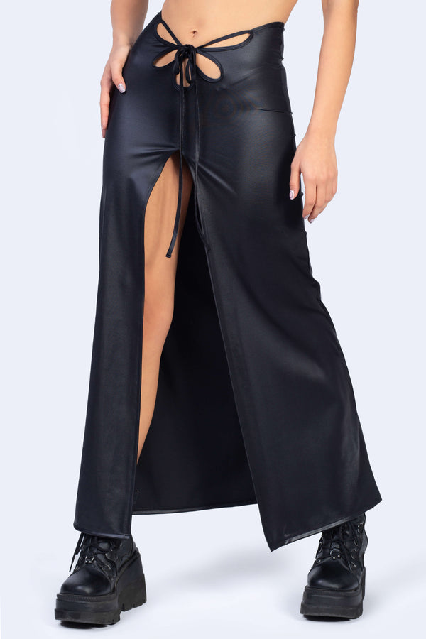 Maxirock mit Blumenmuster und Cutout aus Schießpulver