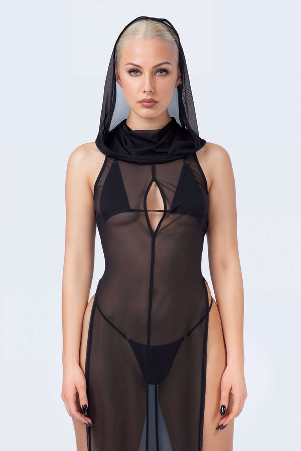 Sandstorm Kapuzenkleid mit hohem Schlitz