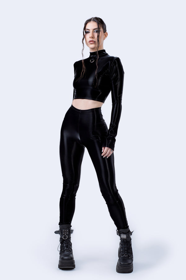 Starved For Glamour Langarm-Crop-Top