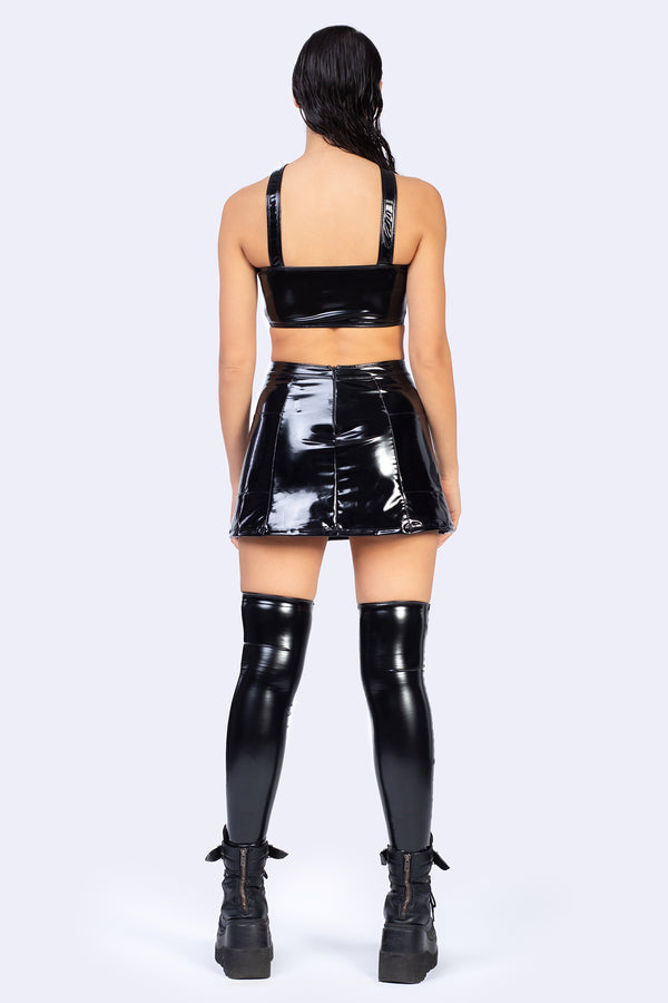 Dominatrix Criss Cross Top und Minirock Set