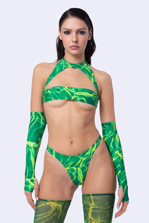 Top mit Ausschnitt in Form eines Säurefasses