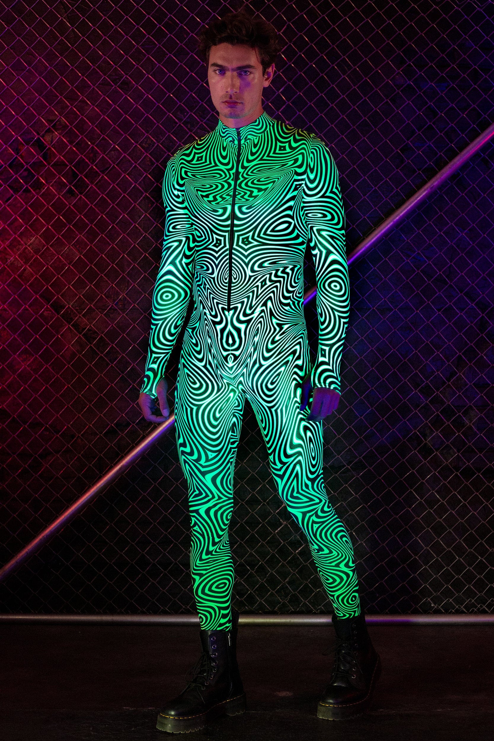 mens neon fancy dress Neon Rave Costume: Cyberpunk Glow-in-the-dark Outfit