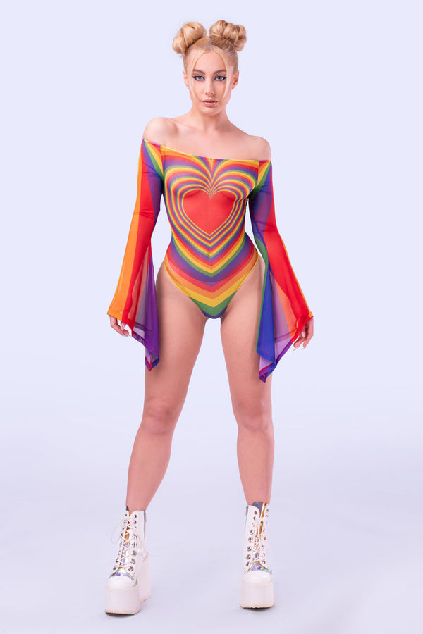 Prism Feel Bell-Ärmel Mesh-Body