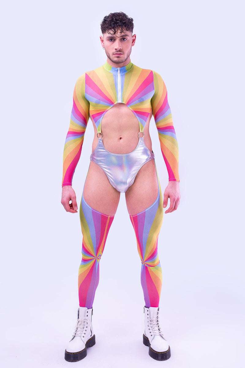 Gleam Male Cut-out Holo Bodysuit