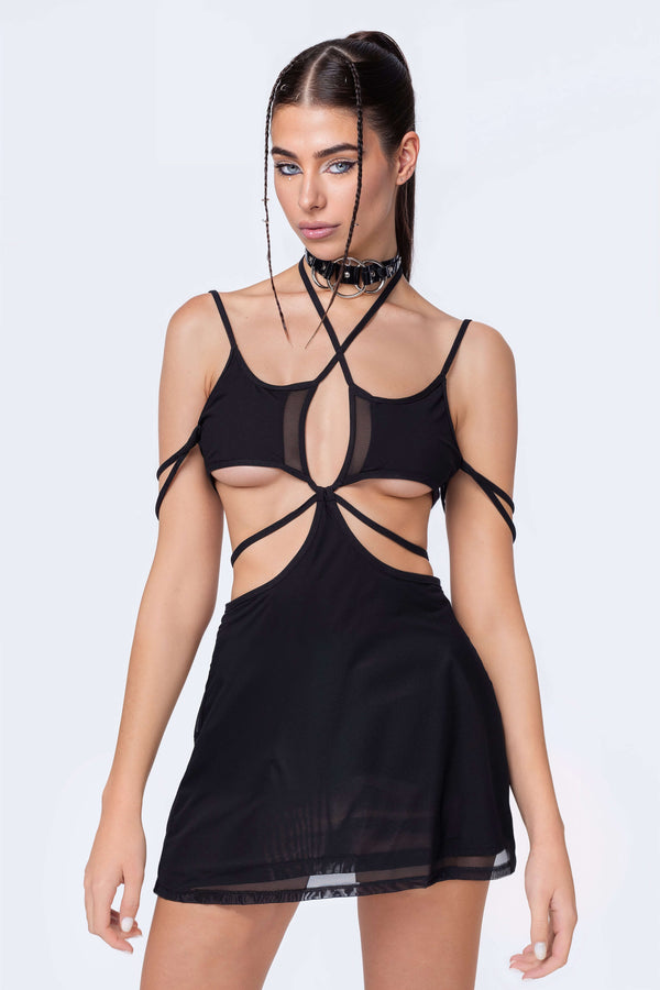 Verschlungenes Multi-Riemen-Kleid