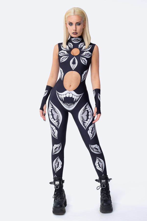 Sinister Smiles Schlüsselloch-Catsuit