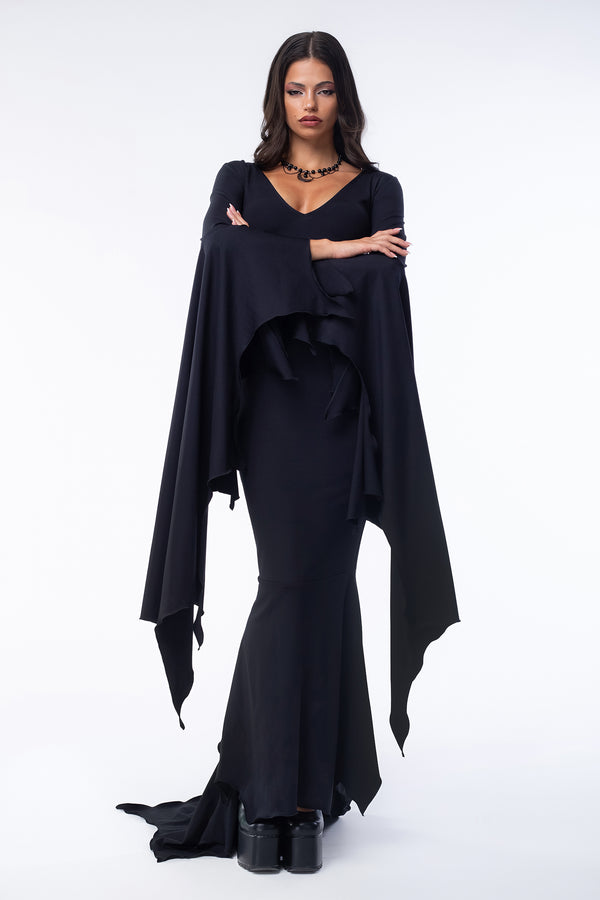 Gothic Grace Fledermausärmel Kleid