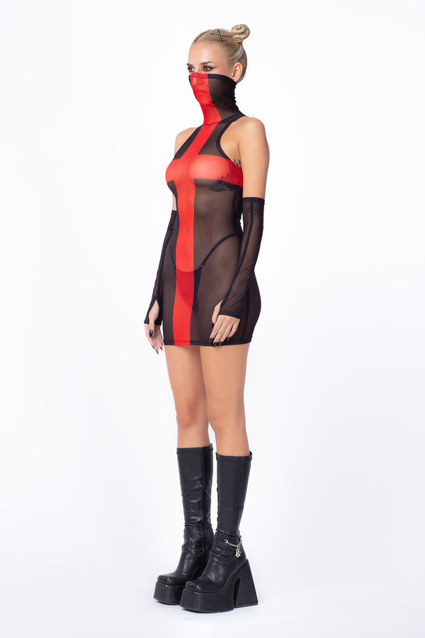 Crucifix High Neck Kleid