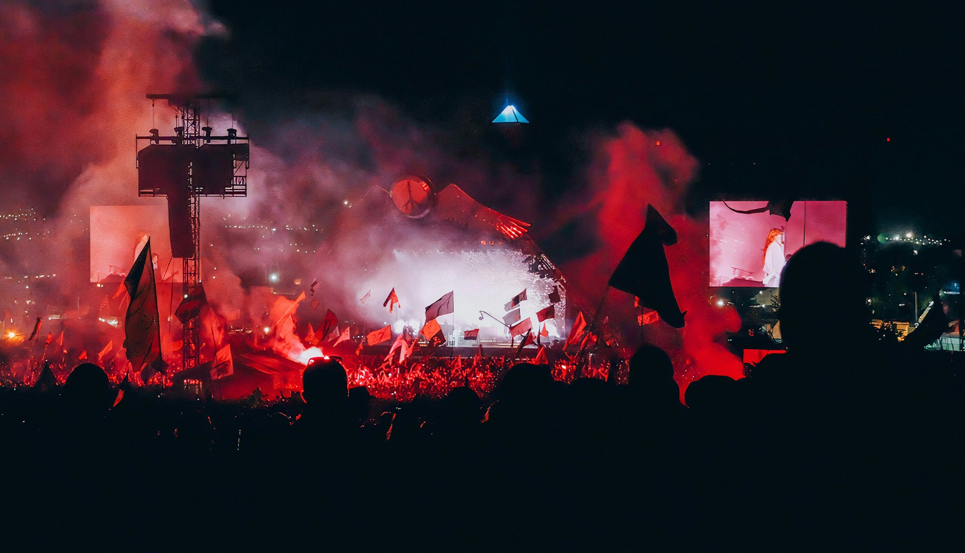 Glastonbury Festival crowd in Somerset, UK