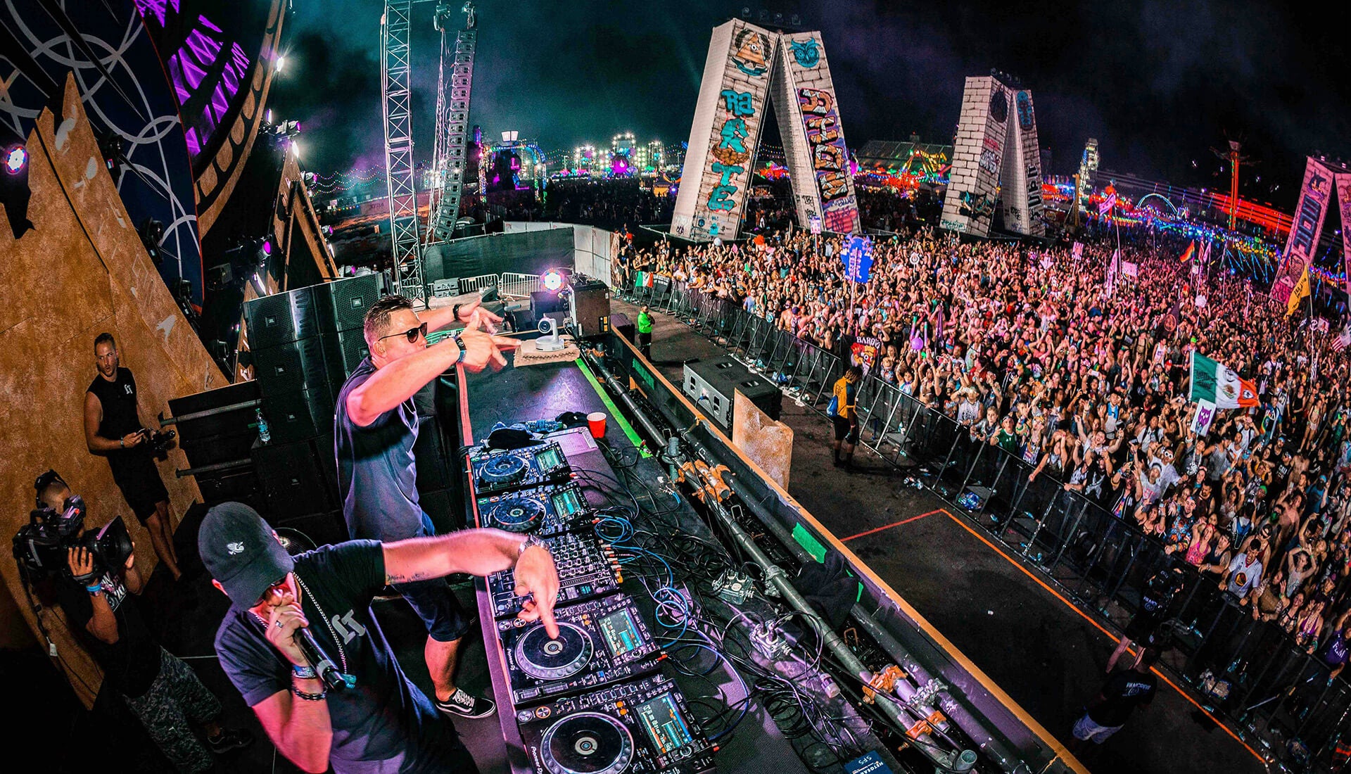 a dj set with tracks and songs at a rave party