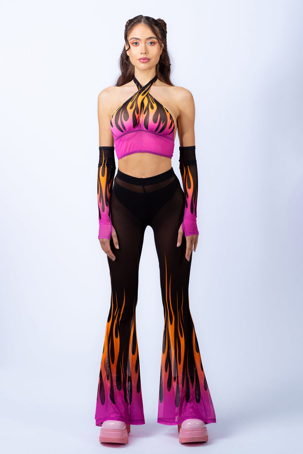 Firestarter Magenta Criss Cross Top and Bell Bottom Pants