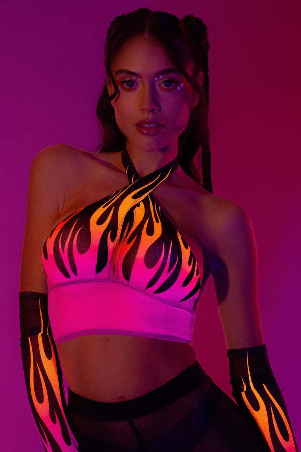 Firestarter Magenta Criss Cross Top and Bell Bottom Pants