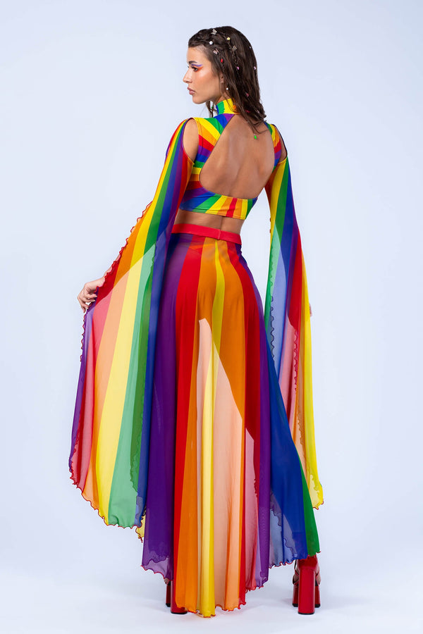 Prism Feel Maxi Sleeve and Open Front Skirt Set