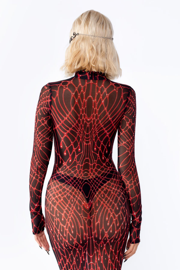 Scarlet Temptation Meerjungfrau Kleid mit hohem Kragen