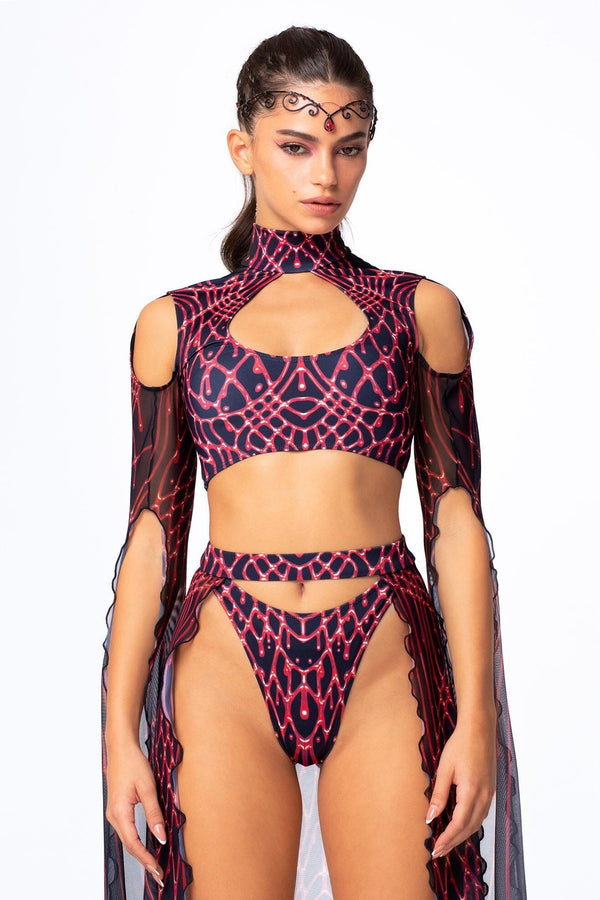 Scarlet Temptation Maxikleid mit langen Ärmeln