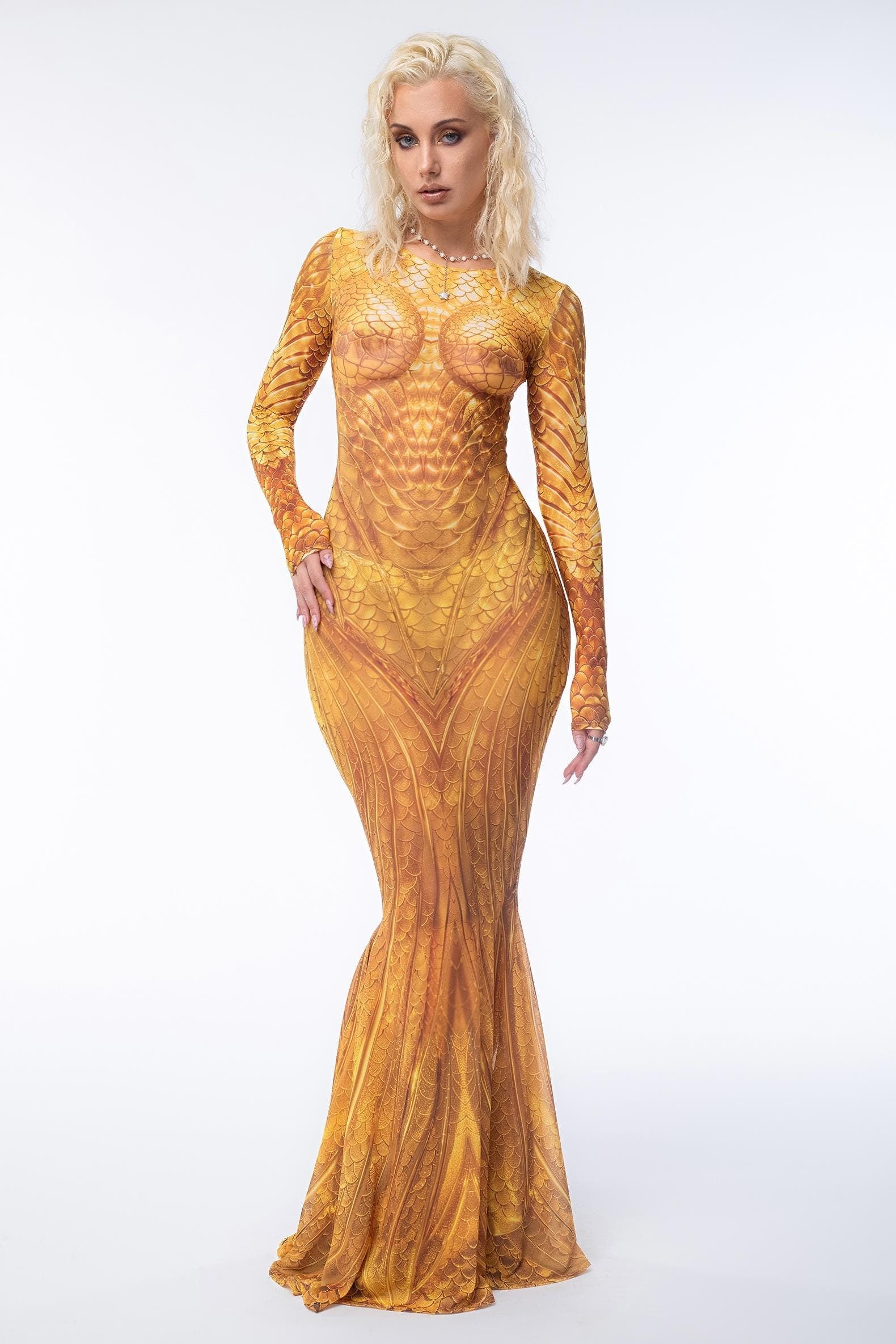 chinese dress ladies Mermaid Long Sleeve Rose Gold Sequin Dress main image 0