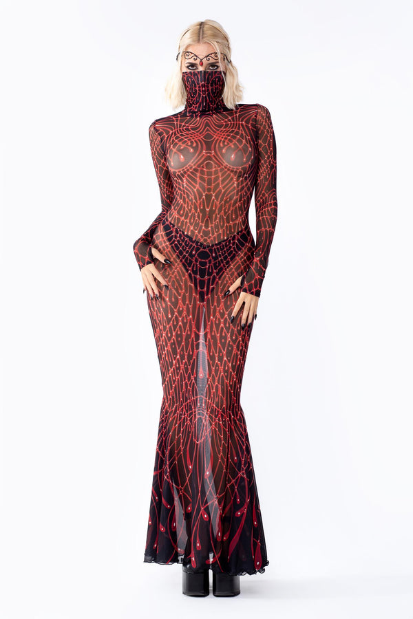 Scarlet Temptation Meerjungfrau Kleid mit hohem Kragen