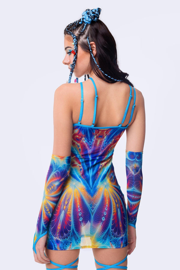 Neon Metamorph Criss Cross Kleid