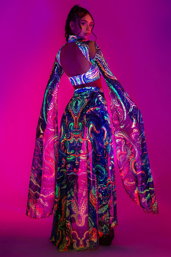 Cosmic Vortex Sleeve and Open Front Skirt Set