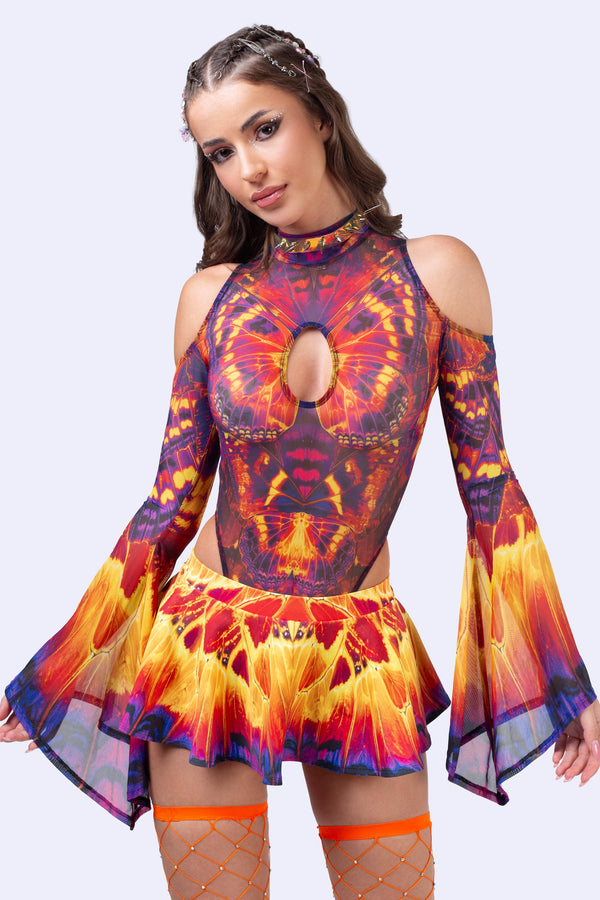 Solar Bloom Flared Sleeve Bodysuit