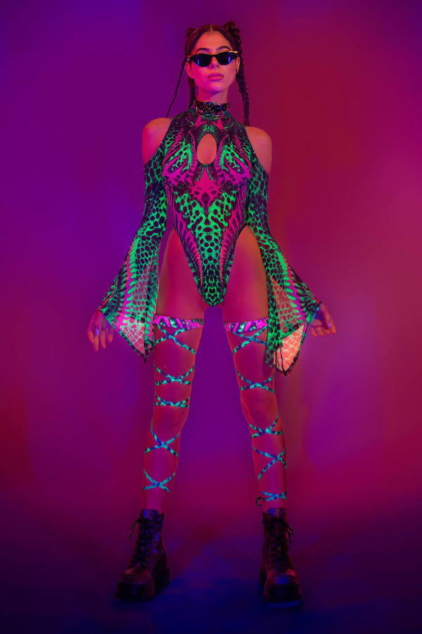 Jungle Jade Flared Sleeve Bodysuit
