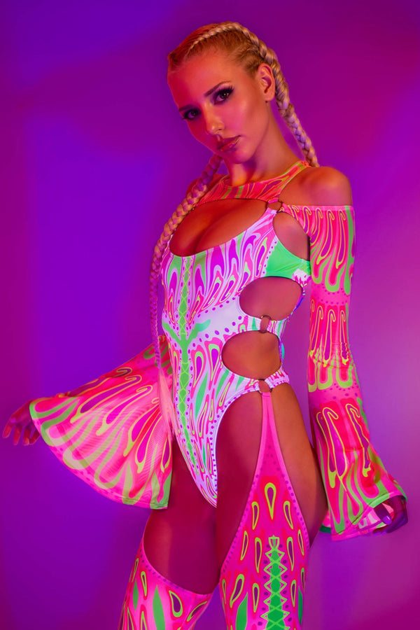 Blush Moth Flared Chaps Catsuit