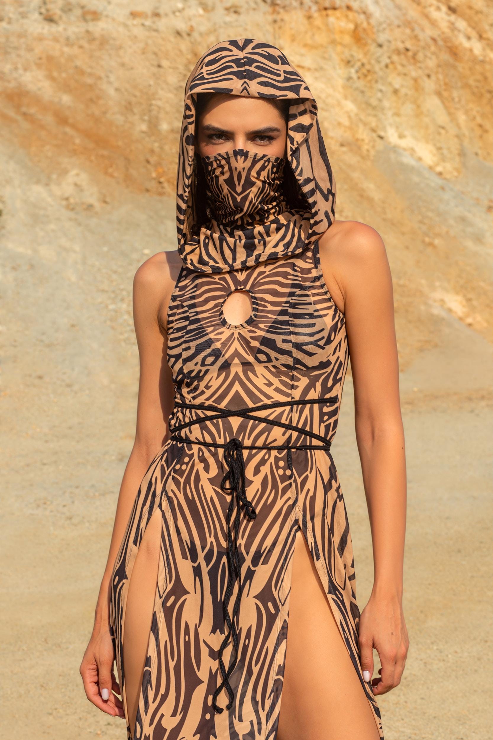 hooded sheer dress Hooded sheer maxi dress in black - Norma Kamali