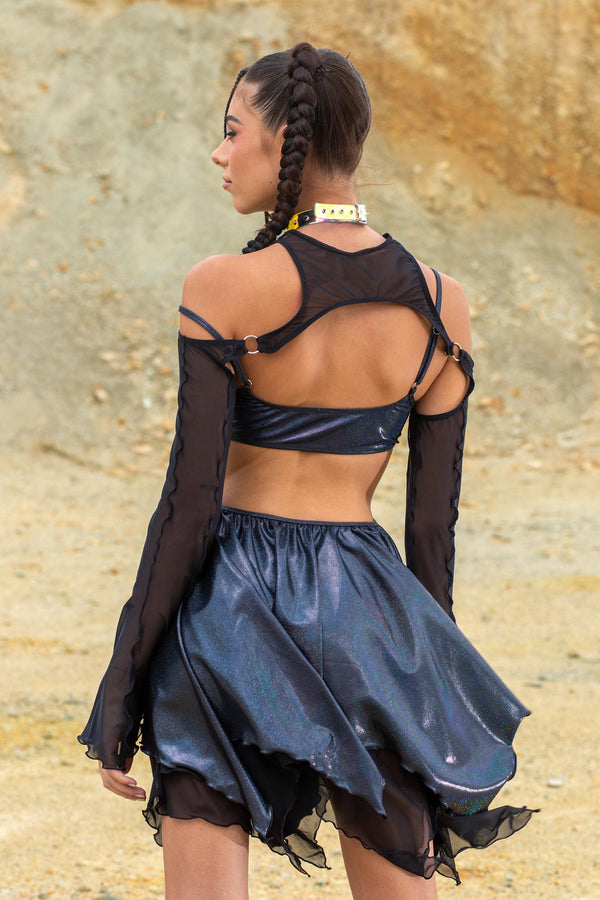 Night Shade Asymmetric Dress And Shrug