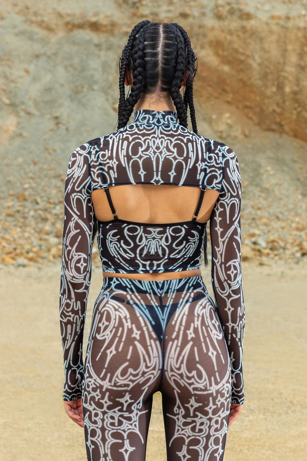 Wired Wrong Mesh 2 Piece Shrug Top