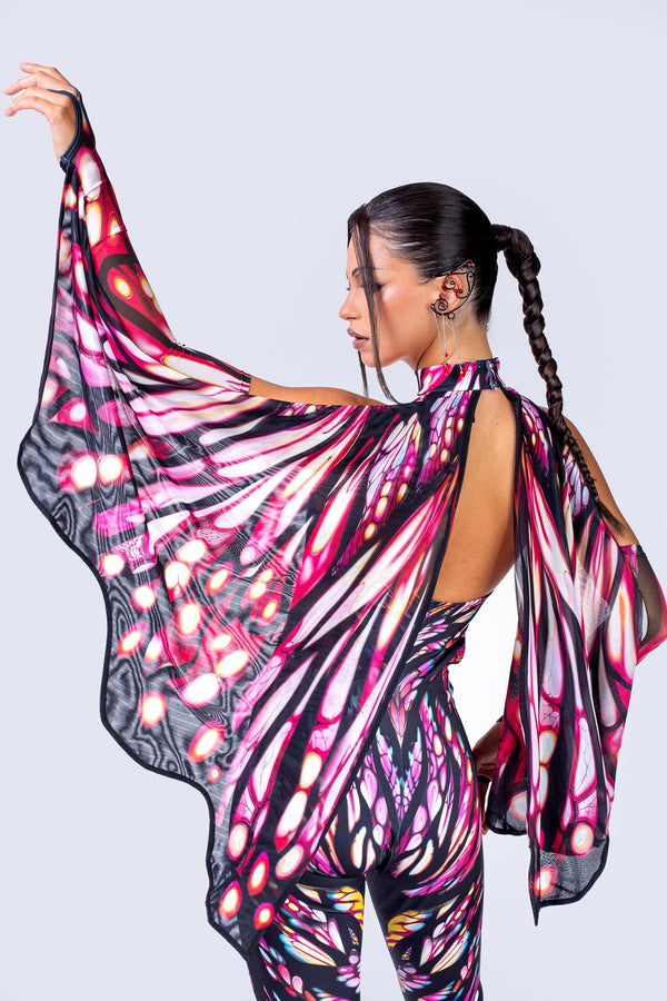 Mourning Monarch Keyhole Halter Catsuit